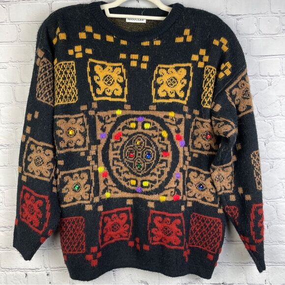 Sweaters - HANA LEE vintage multicolor embellished sweater
